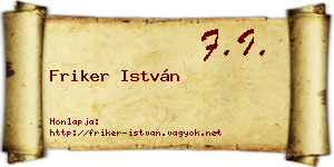 Friker István névjegykártya